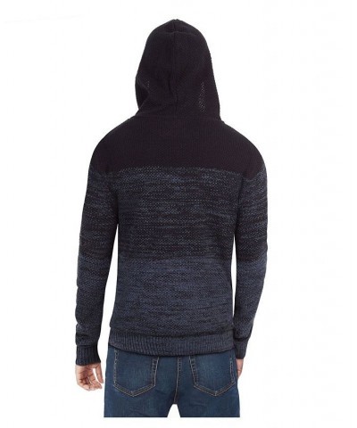 Men's Color Blocked Hooded Sweater Blue $29.99 Sweaters