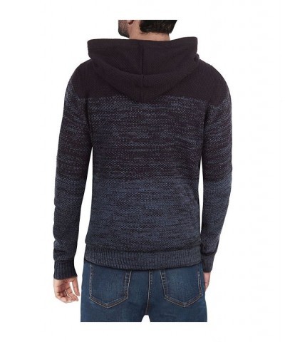 Men's Color Blocked Hooded Sweater Blue $29.99 Sweaters