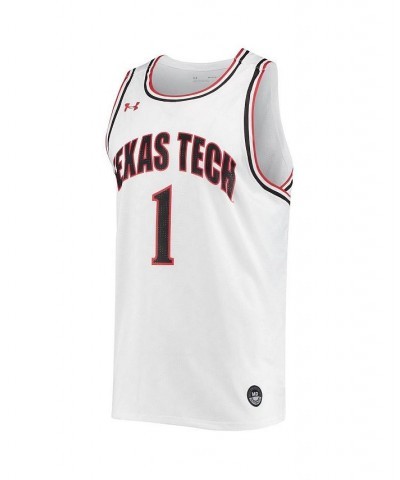 Men's Number 1 White Texas Tech Red Raiders Replica Basketball Jersey $47.25 Jersey