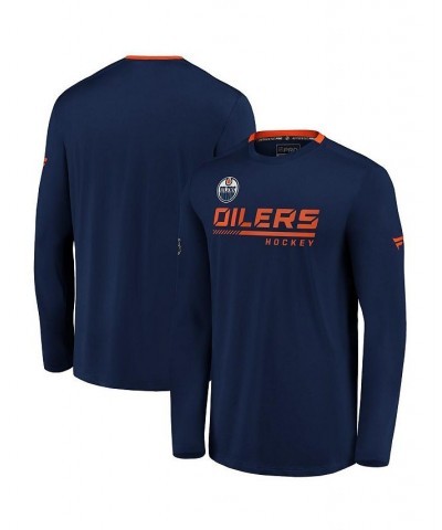 Men's Branded Navy Edmonton Oilers Authentic Pro Locker Room Performance Long Sleeve T-shirt $32.99 T-Shirts