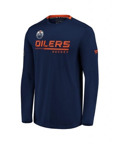 Men's Branded Navy Edmonton Oilers Authentic Pro Locker Room Performance Long Sleeve T-shirt $32.99 T-Shirts