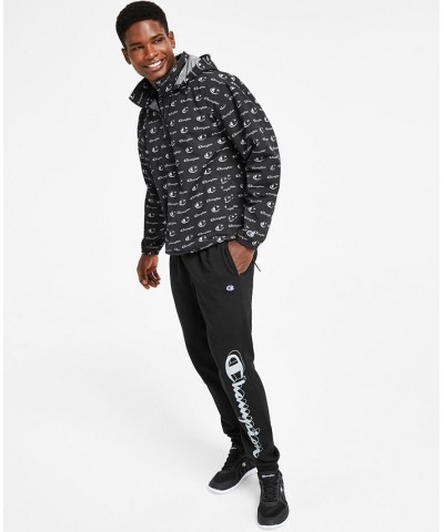 Men's Standard-Fit Logo-Print Water-Resistant Ripstop Anorak Black $29.38 Jackets