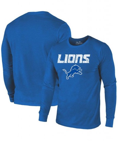 Detroit Lions Lockup Tri-Blend Long Sleeve T-shirt - Blue $33.59 T-Shirts