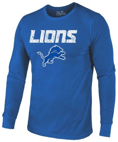 Detroit Lions Lockup Tri-Blend Long Sleeve T-shirt - Blue $33.59 T-Shirts