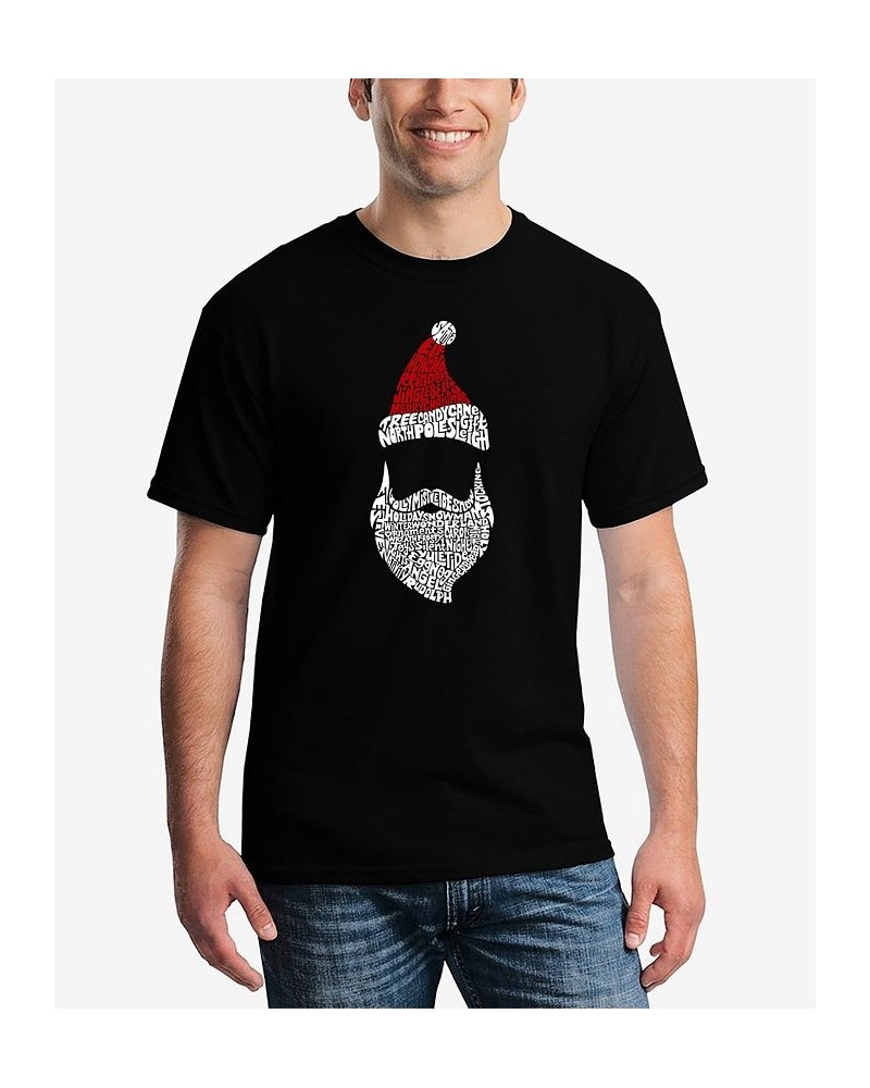 Men's Santa Claus Word Art T-shirt Black $15.05 T-Shirts