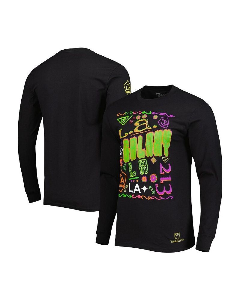 Men's Black LA Galaxy Papel Picado Long Sleeve T-shirt $35.39 T-Shirts