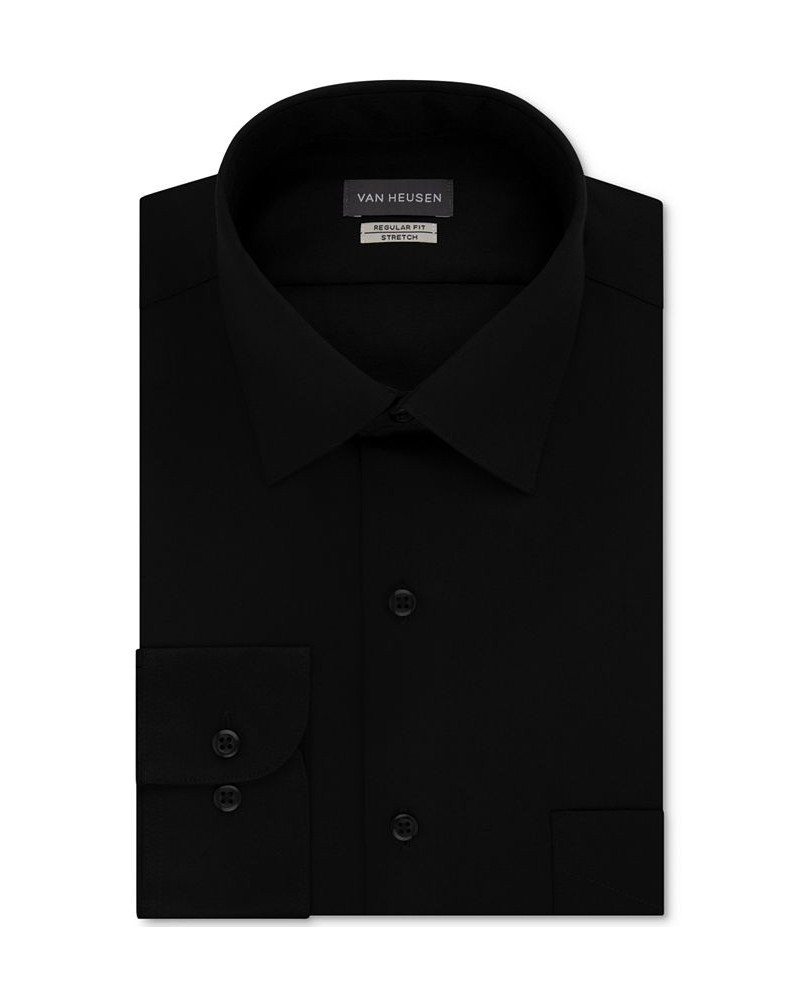 Men's Classic/Regular Fit Stretch Wrinkle Free Sateen Dress Shirt Black $20.65 Dress Shirts