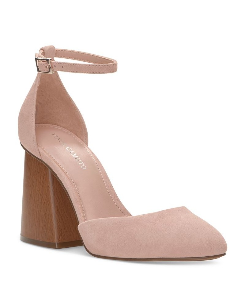 Women's Addilenz Ankle-Strap Flare-Heel Pumps Pink $46.65 Shoes