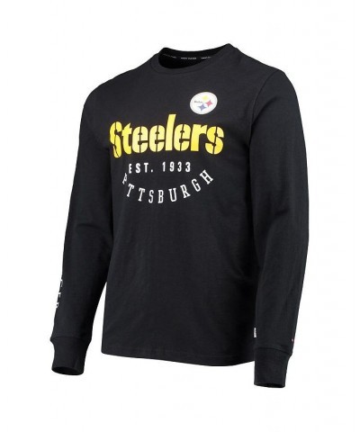 Men's Black Pittsburgh Steelers Peter Long Sleeve T-shirt $26.68 T-Shirts