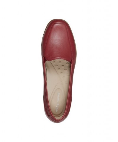 Women's Devitt Square Toe Slip-on Casual Flats Red $48.06 Shoes