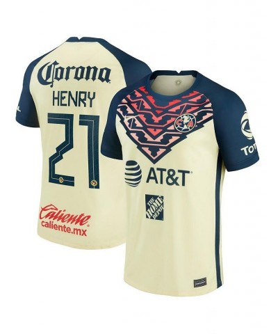 Men's Henry Martin Yellow Club America 2021/22 Home Breathe Stadium Replica Player Jersey $41.60 Jersey