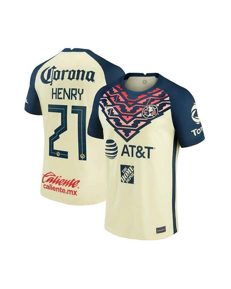 Men's Henry Martin Yellow Club America 2021/22 Home Breathe Stadium Replica Player Jersey $41.60 Jersey