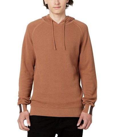 Men's Wihut Contrasting Cuffs Hoodie Brown $14.53 Sweatshirt