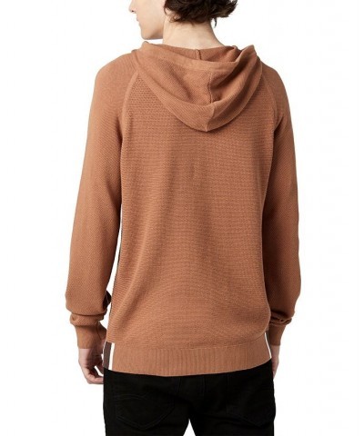 Men's Wihut Contrasting Cuffs Hoodie Brown $14.53 Sweatshirt