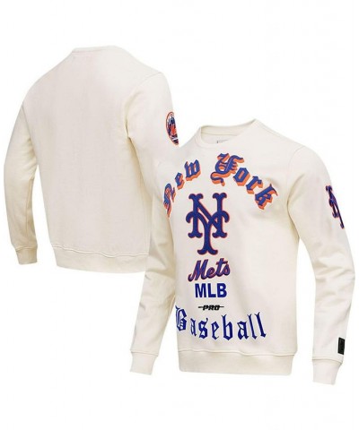 Men's Cream New York Mets Cooperstown Collection Retro Old English Pullover Sweatshirt $58.75 Sweatshirt