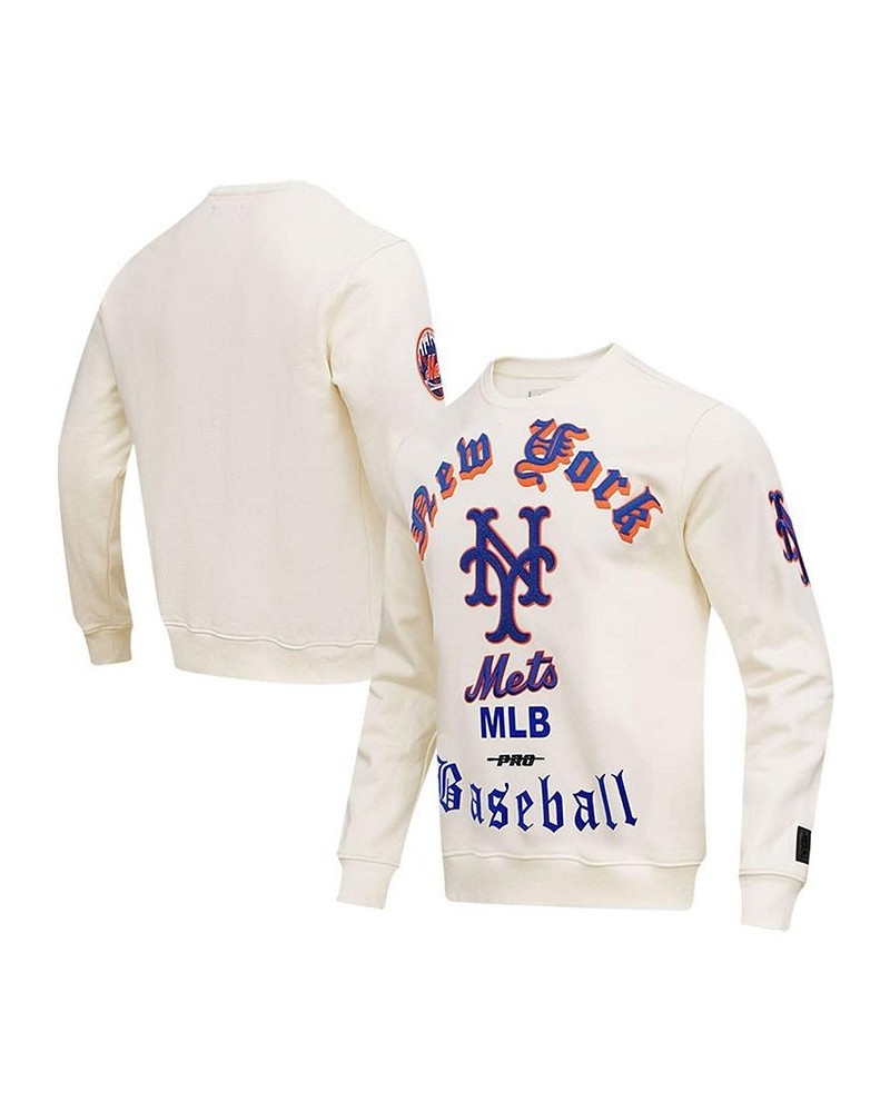 Men's Cream New York Mets Cooperstown Collection Retro Old English Pullover Sweatshirt $58.75 Sweatshirt