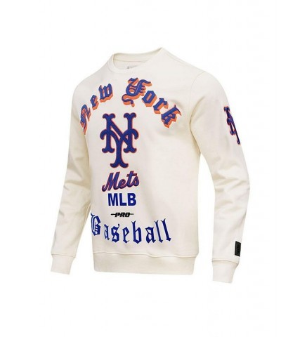 Men's Cream New York Mets Cooperstown Collection Retro Old English Pullover Sweatshirt $58.75 Sweatshirt