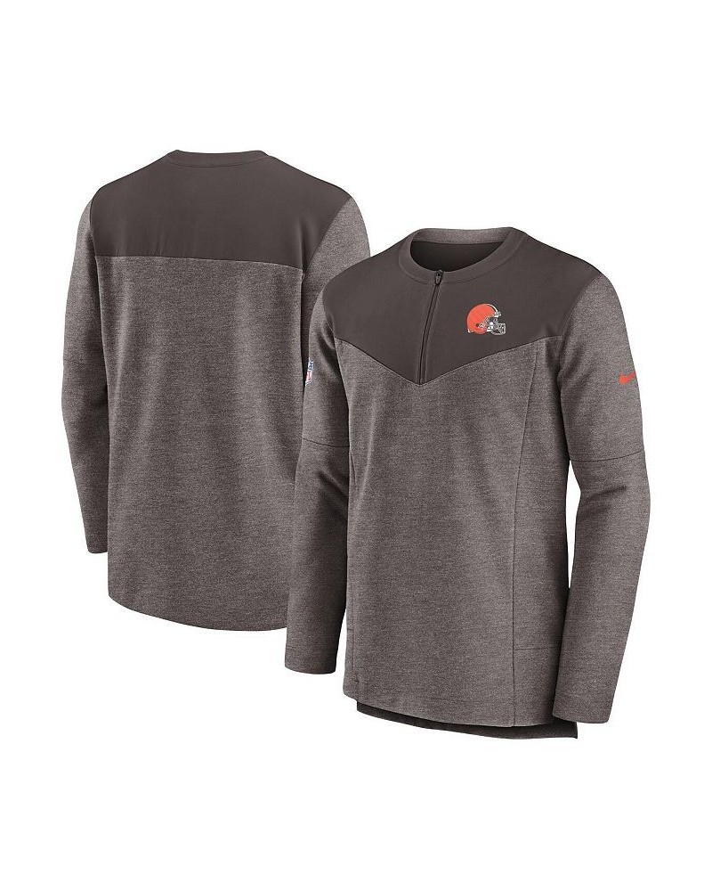 Men's Brown Cleveland Browns Sideline Lockup Performance Quarter-zip Jacket $43.70 Jackets