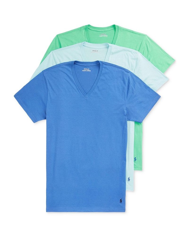 Men's Classic-Fit Cotton V-Neck T-Shirt, 3-Pack Liberty / Soft Aqua / Vineyard Green $28.05 Undershirt