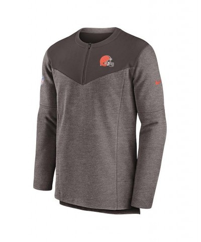 Men's Brown Cleveland Browns Sideline Lockup Performance Quarter-zip Jacket $43.70 Jackets