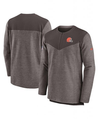 Men's Brown Cleveland Browns Sideline Lockup Performance Quarter-zip Jacket $43.70 Jackets