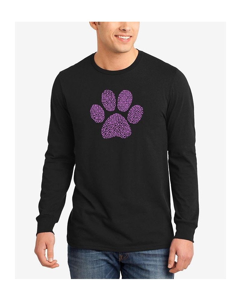 Men's Xoxo Dog Paw Word Art Long Sleeves T-shirt Black $20.00 T-Shirts