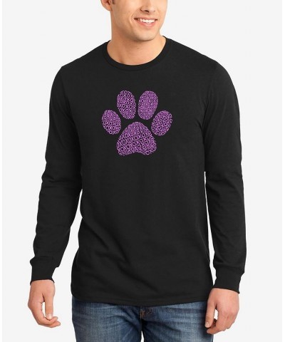 Men's Xoxo Dog Paw Word Art Long Sleeves T-shirt Black $20.00 T-Shirts