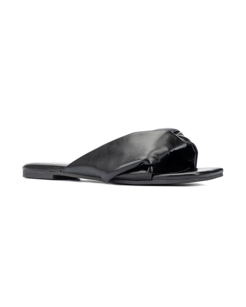 Women's Pamela Wide Width Flats Black $36.28 Shoes