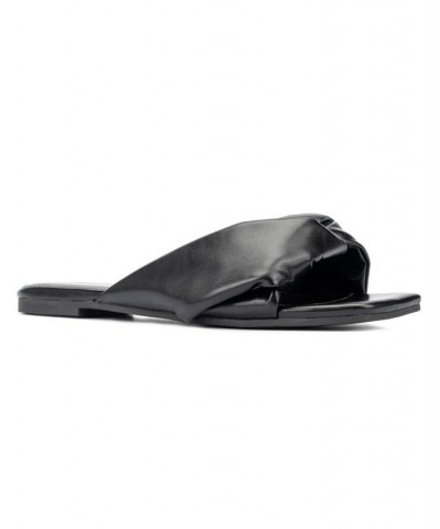 Women's Pamela Wide Width Flats Black $36.28 Shoes