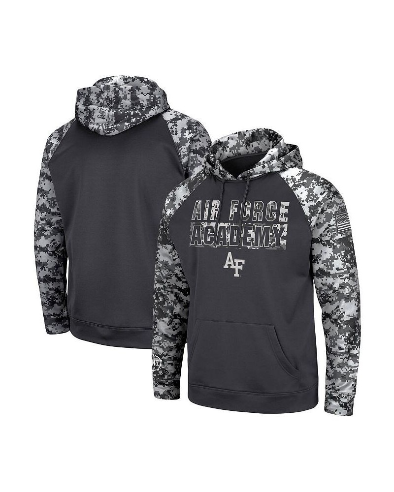 Men's Charcoal Air Force Falcons OHT Military-Inspired Appreciation Digital Camo Pullover Hoodie $33.75 Sweatshirt