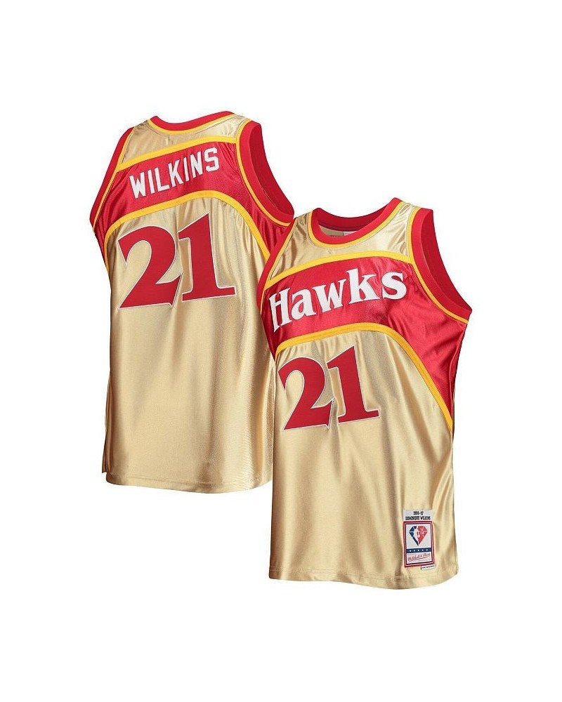 Men's Dominique Wilkins Gold Atlanta Hawks 75th Anniversary 1986-87 Hardwood Classics Swingman Jersey $61.05 Jersey