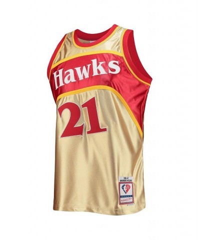 Men's Dominique Wilkins Gold Atlanta Hawks 75th Anniversary 1986-87 Hardwood Classics Swingman Jersey $61.05 Jersey