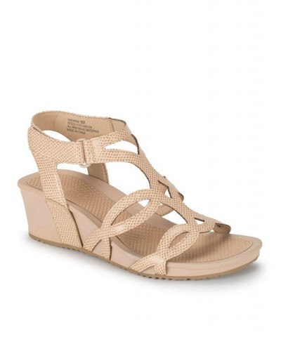 Women's Raeanne Wedge Sandal Tan/Beige $46.28 Shoes