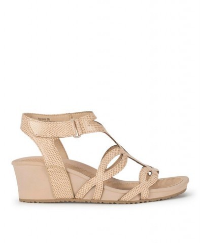 Women's Raeanne Wedge Sandal Tan/Beige $46.28 Shoes