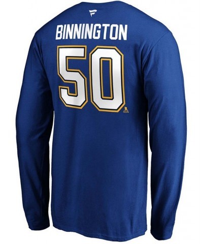 Men's Jordan Binnington Blue St. Louis Blues Authentic Stack Name and Number Long Sleeve T-shirt $18.50 T-Shirts