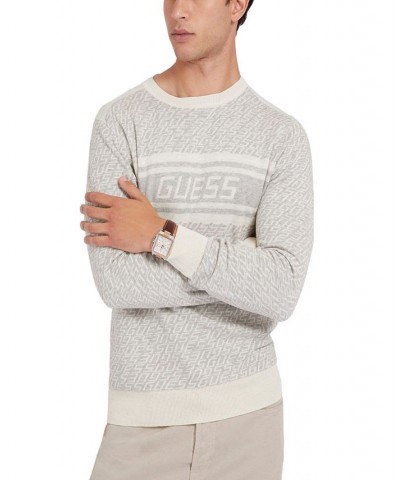 Men's Eco Palmer Logo Jacquard Fleece Crewneck Sweater Gray $25.06 Sweaters