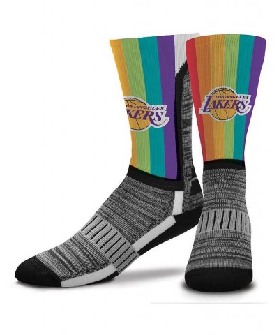 Men's Los Angeles Lakers V-Curve Rainbow Crew Socks $12.17 Socks