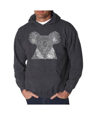 Men's Koala Word Art Hooded Sweatshirt Gray $28.80 Sweatshirt