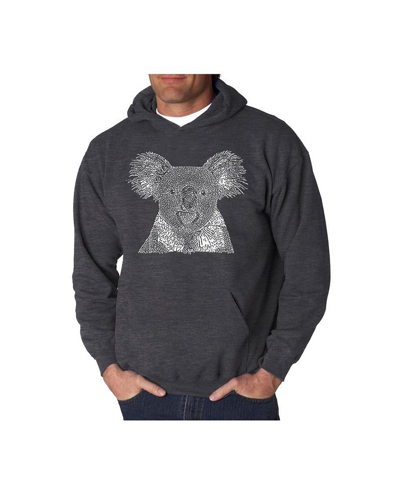 Men's Koala Word Art Hooded Sweatshirt Gray $28.80 Sweatshirt