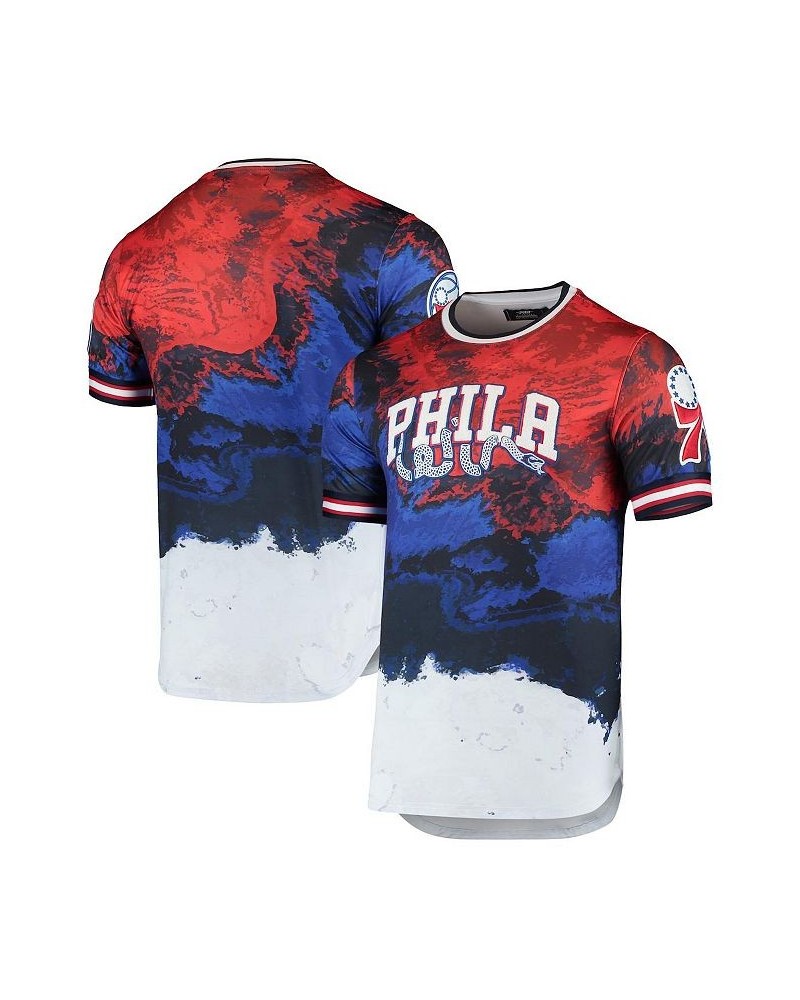 Men's Red, Royal Philadelphia 76Ers Americana Dip Dye T-shirt $27.28 T-Shirts