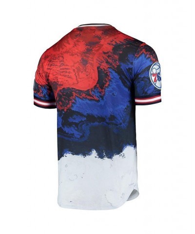 Men's Red, Royal Philadelphia 76Ers Americana Dip Dye T-shirt $27.28 T-Shirts