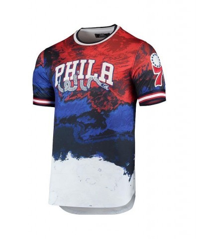 Men's Red, Royal Philadelphia 76Ers Americana Dip Dye T-shirt $27.28 T-Shirts