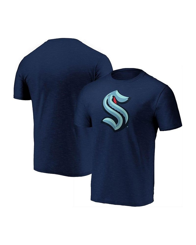 Men's Branded Deep Sea Blue Seattle Kraken Primary Logo Space Dye T-shirt $20.39 T-Shirts