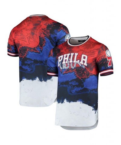 Men's Red, Royal Philadelphia 76Ers Americana Dip Dye T-shirt $27.28 T-Shirts