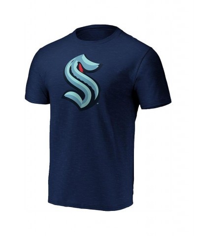 Men's Branded Deep Sea Blue Seattle Kraken Primary Logo Space Dye T-shirt $20.39 T-Shirts