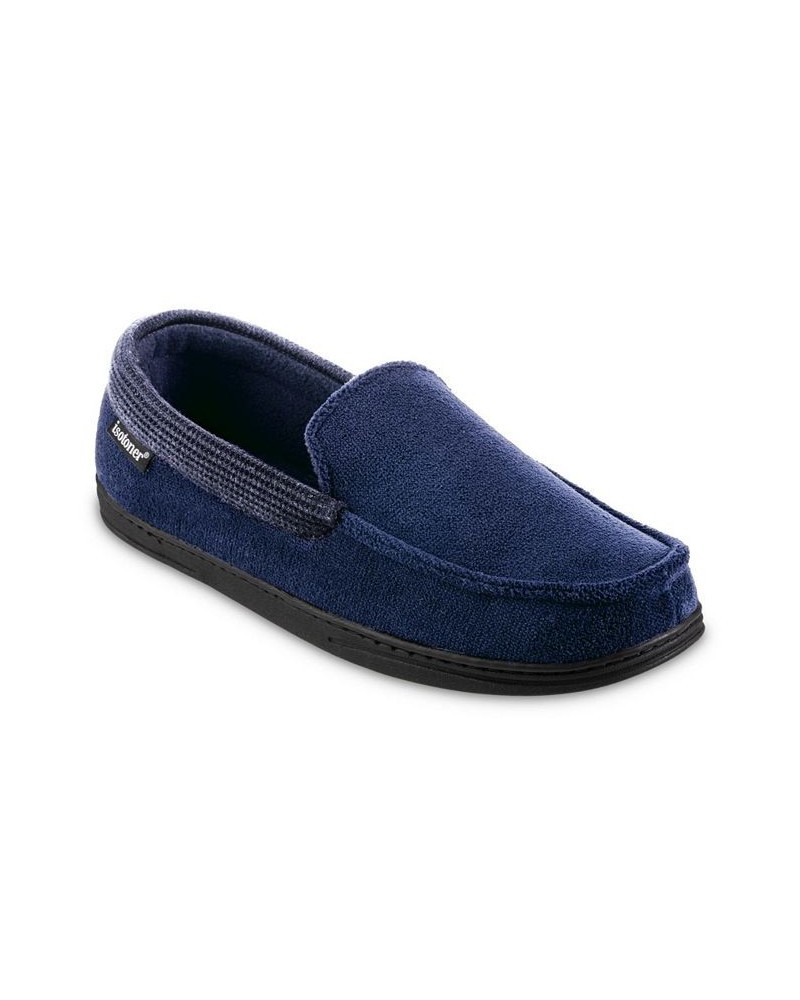 Signature Men's Microterry and Waffle Travis Moccasin Slippers Blue $12.74 Shoes