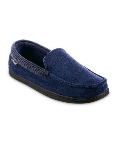 Signature Men's Microterry and Waffle Travis Moccasin Slippers Blue $12.74 Shoes