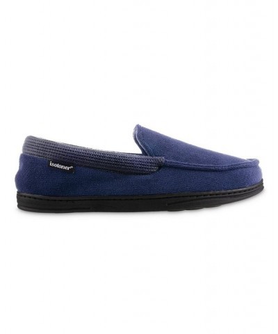 Signature Men's Microterry and Waffle Travis Moccasin Slippers Blue $12.74 Shoes