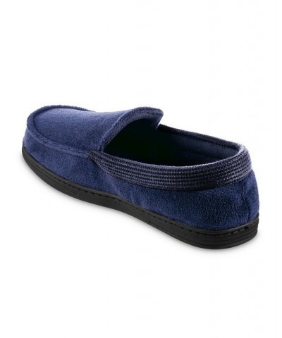 Signature Men's Microterry and Waffle Travis Moccasin Slippers Blue $12.74 Shoes