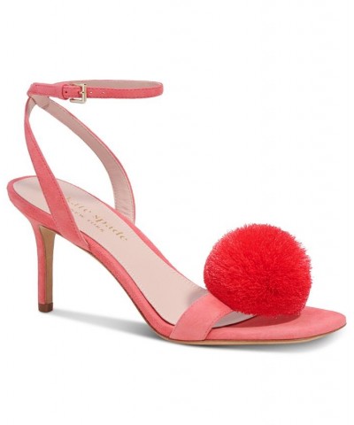 Women's Amour Pom Pom Ankle-Strap Dress Sandals Pink $92.88 Shoes